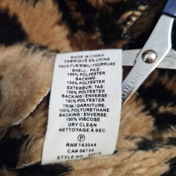 Avec Les Filles Crackle Faux Suede Animal Print Sherpa Midi Coat Size Medium - Picture 8 of 11